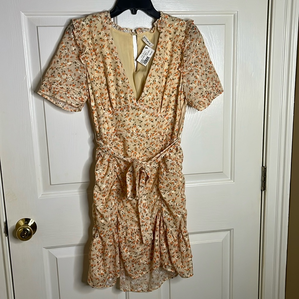 Mango Floral Mini Dress in Pink and Cream. Brand new with tags.